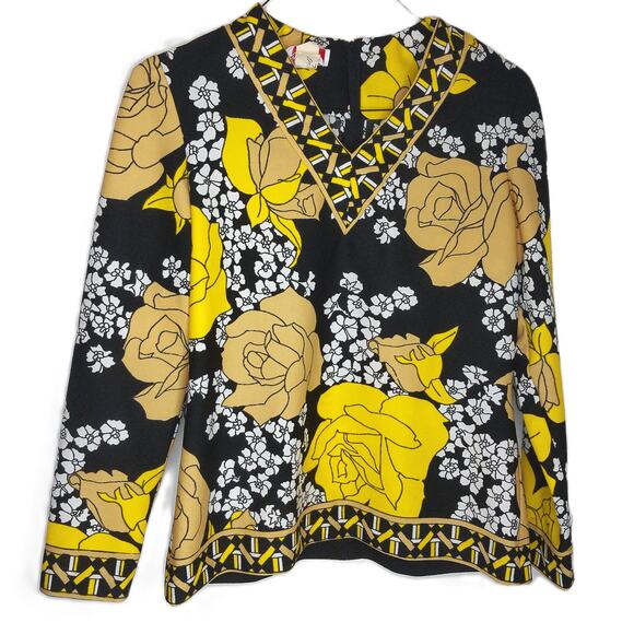 Vintage Nancy Valentine Mod Flower Power Shirt Blouse Size 14 - Picture 1 of 7